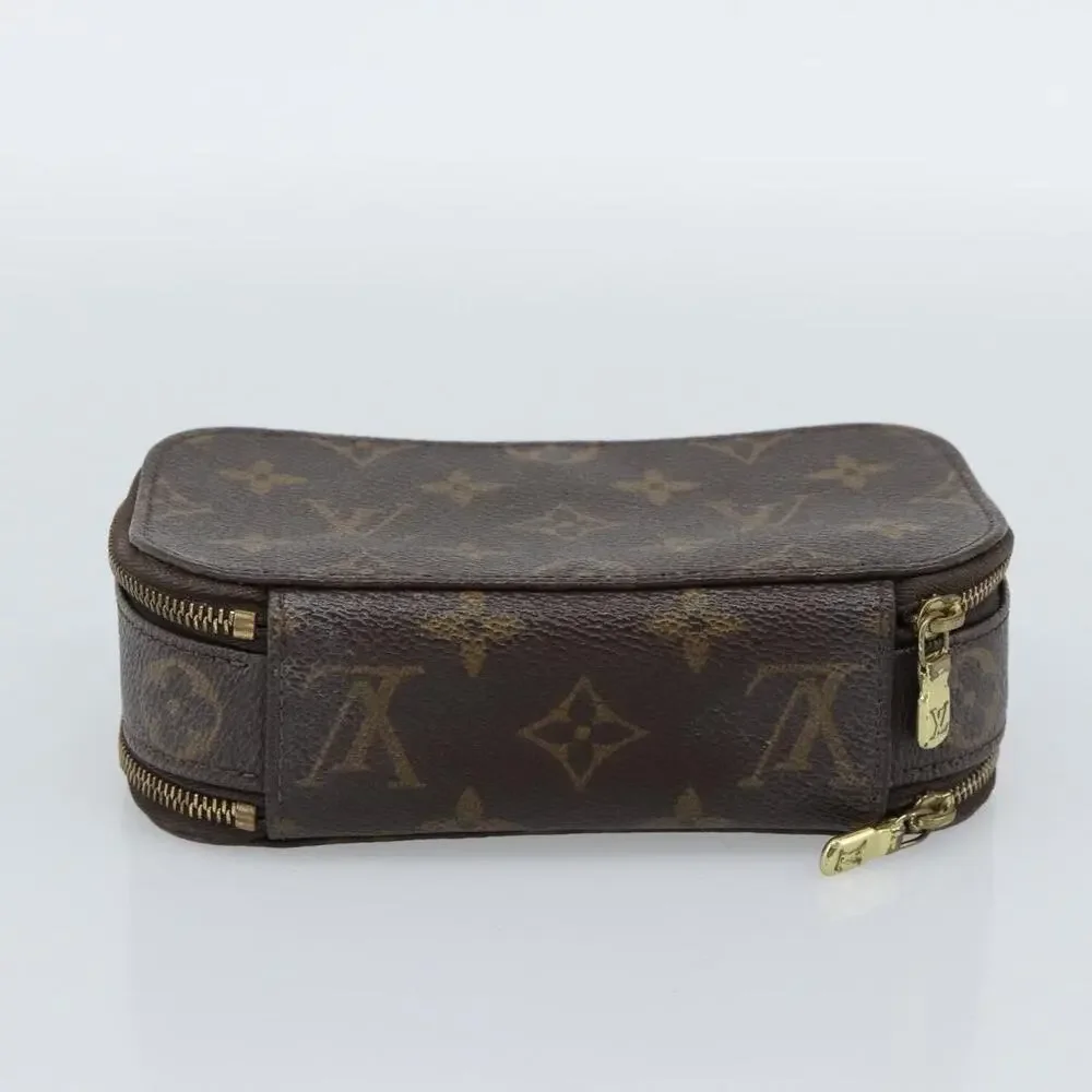 Louis Vuitton Monogram Trousse Brush PM Cosmetic Pouch Brown